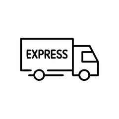 Delivery truck icon in minimalist design with express symbol  