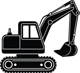Excavator Vector Icon, Heavy Construction Machinery Icons Set in Black and Orange, Editable Stroke, Vector Illustration Construction Machinery, Construction Equipment Icons Set Editable Stroke
