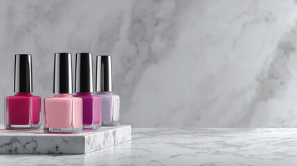 Nail Salon, nail polish bottles on marble table