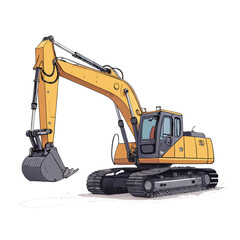 Excavator Vector Icon, Heavy Construction Machinery Icons Set in Black and Orange, Editable Stroke, Vector Illustration Construction Machinery, Construction Equipment Icons Set Editable Stroke
