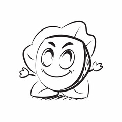 Obraz premium Cheerful cartoon character with a smiling face and leaves, perfect for children's books, educational materials, and fun designs