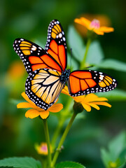 Fototapeta premium vibrant monarch butterfly close up