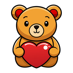 Cute teddy bear holding a vibrant red heart, perfect for romantic greetings, Valentine's Day cards, and expressing love with a touch of charm and warmth