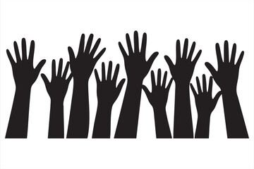 Obraz premium Volunteer and Charity Concept with Raised Hands Vector Illustration