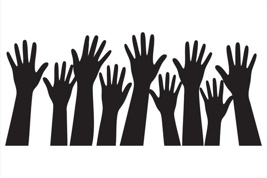Volunteer and Charity Concept with Raised Hands Vector Illustration
