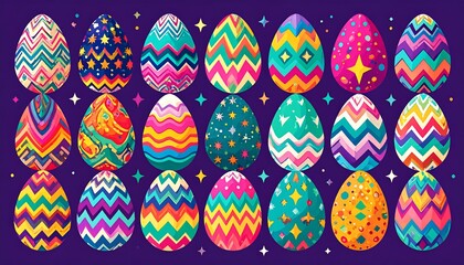 Colorful Easter eggs in a repeating pattern
