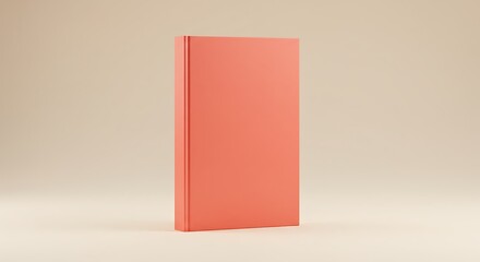 Minimalist Coral Hardcover Book Standing Vertically on Neutral Background