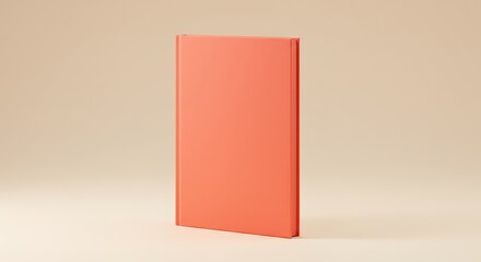 Minimalist Coral Book Standing Vertically Against a Soft Peach Background