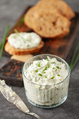Benedictine spread. Cream cheese with cucumber and spring onions. United States cuisine