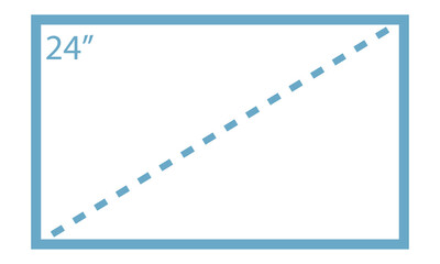Background symbols and icons for LCD screen sizes 24 inches. Monitor and smart TV sizes