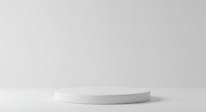 Minimalist White Cylinder Pedestal on a Clean White Background