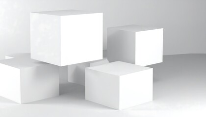 White cubes stacked in a minimalist display