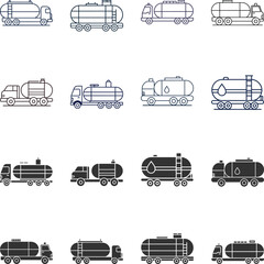 Fuel Tanker Flat Illustration - Gasoline and Diesel Transport Truck