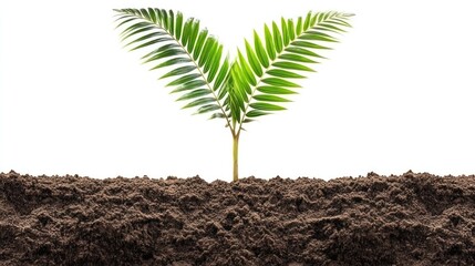 Young plant sprout emerging from soil