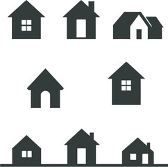 Simple Black House and Home Icons Set