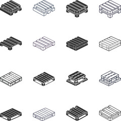 Pallet Flat Illustration - Wooden Shipping Platform Vector Icon