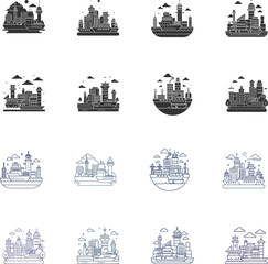 Port Flat Illustration - Harbor and Dock Vector Icon