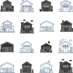 Warehouse Flat Illustration - Logistic and Storage Building Vector Illustration