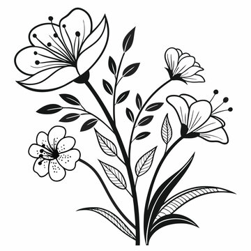 Set of Flower icons Silhouettes, Abstract botanical flower icon, vector botany floral design Cute round flower plant nature collection, Vector illustrator.
