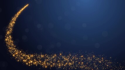 blue christmas background with golden glitter shiny stars and bokeh lights trail animation, holiday new year motion background	 - Powered by Adobe