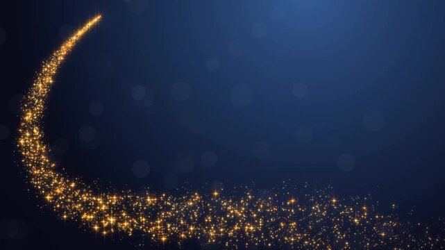 blue christmas background with golden glitter shiny stars and bokeh lights trail animation, holiday new year motion background	 - Powered by Adobe