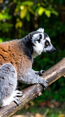 Naklejka premium Ring-tailed lemur on a branch