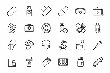 Medical and Healthcare Outline Icons Collection for Design and Web Use