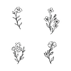 Leaf and Flower Silhouette Icon Set – Botanical Shapes and Floral Elements