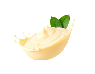 A thick drop splash of mayonnaise isolated on transparent background.