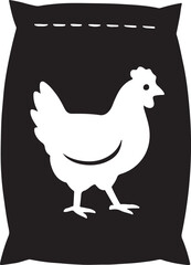 Chicken feed bag silhouette vector for poultry farming, agriculture, and livestock feeding design use.