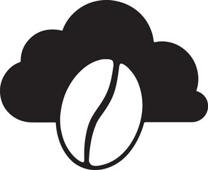 Coffee bean and cloud silhouette icon vector for coffee branding, cafe logo, packaging, and beverage design.