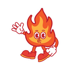 Cheerful Fire Mascot Character Illustration