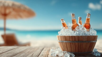 Chilled beachside drinks refreshing summer vibes in product photography