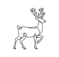 One Line Drawing of a Graceful Deer with Antlers – Minimalist Wildlife Vector for Nature Lovers