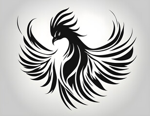 Obraz premium phoenix silhouette. Vector silhouette of phoenix on white background. black phoenix isolated on white background. hand drawn design. vector illustration