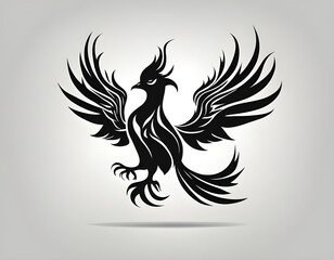 Obraz premium phoenix silhouette. Vector silhouette of phoenix on white background. black phoenix isolated on white background. hand drawn design. vector illustration
