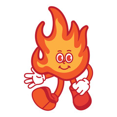 Fire Mascot Character Cartoon Icon Illustration