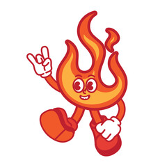 Metal Fire Mascot Character Cartoon Icon Illustration