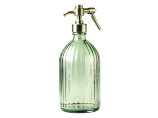 Vintage soda siphon bottle isolated on transparent background, a retro glass dispenser for seltzer water, a classic design for home and bar use
