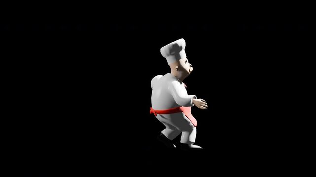 3d render chef dancing Salsa dance. prores 4444