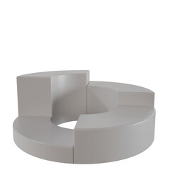 3D render illustration of a minimal white podium stage with curved steps, suitable for product display, exhibition, presentation, promotion, and modern showcase design concept.