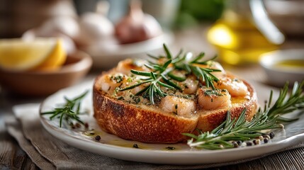 Gourmet Scallop Bruschetta with Rosemary and Garlic, a Culinary Delight