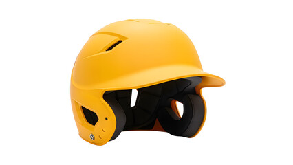 Yellow baseball helmet protective gear for sports games and batting practice equipment safety headwear on transparent background