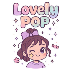 Lovely Pop Bunny Character – Glossy Pastel Kawaii Art for Merch
