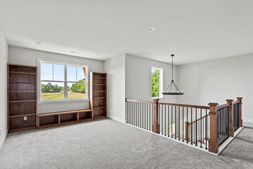 Bright living room interior in modern apartment with large windows
Clean white kitchen with stainless appliances in contemporary condo