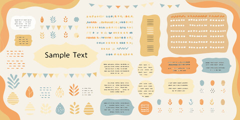 Playful Hand Drawn Graphic Elements and Patterns with Sample Text abstract background