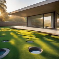 Minimalist apartment hallway with wood floor and modern design
Modern home architecture featuring staircase with sleek lines
