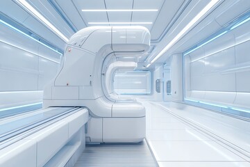 AI-powered medical scanner in futuristic clinic