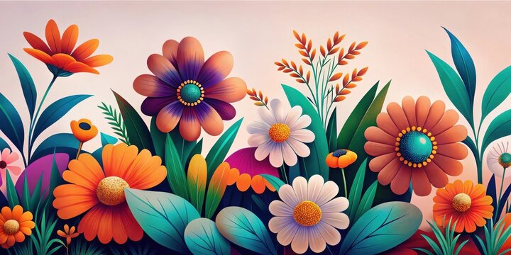 Vibrant floral arrangement illustration background imge for mock up design