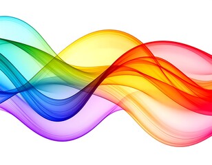 Abstract rainbow wavy lines on white background